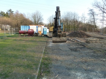 Baustelle am Schachtdeckel von Germania Wetterschacht Planetenstraße