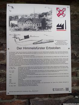 Hinweisschild am ehemaligen Betriebsgebäude der Zeche in 2021